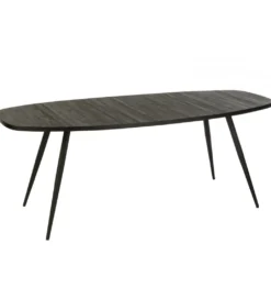 Stół owalny ZAMBIA 200 cm drewno teak czarny*J-Line New