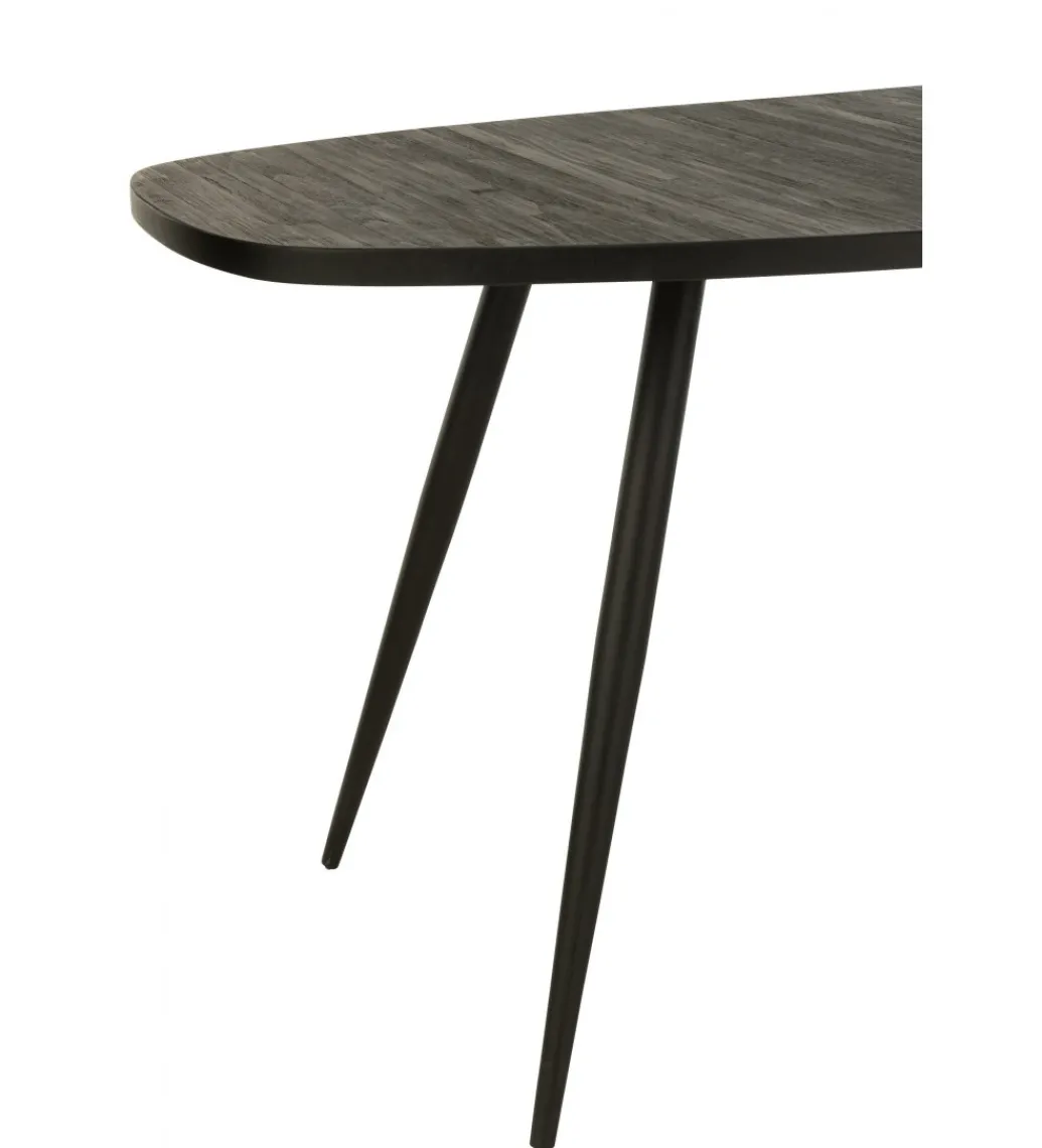 Stół owalny ZAMBIA 200 cm drewno teak czarny*J-Line New