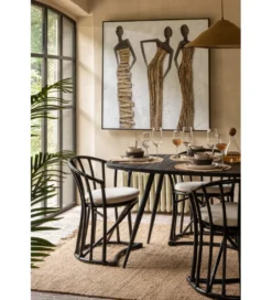 Stół owalny ZAMBIA 200 cm drewno teak czarny*J-Line New