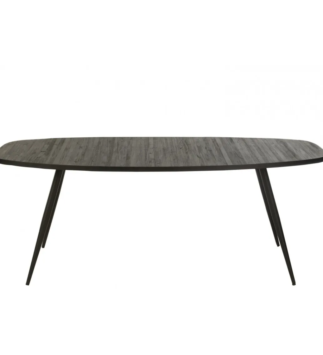 Stół owalny ZAMBIA 200 cm drewno teak czarny*J-Line New