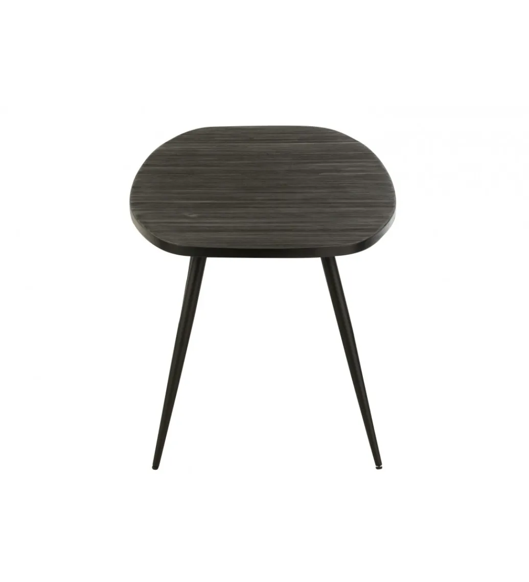 Stół owalny ZAMBIA 200 cm drewno teak czarny*J-Line New