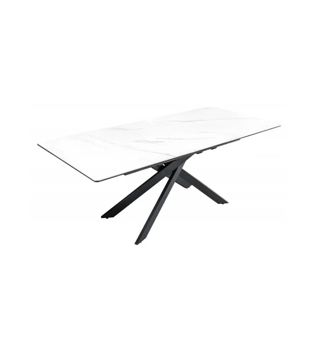 Stół rozkładany ARKANSAS 160 cm - 200 cm ceramika w optyce białego marmuru*Invicta Interior New
