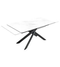 Stół rozkładany ARKANSAS 160 cm - 200 cm ceramika w optyce białego marmuru*Invicta Interior New
