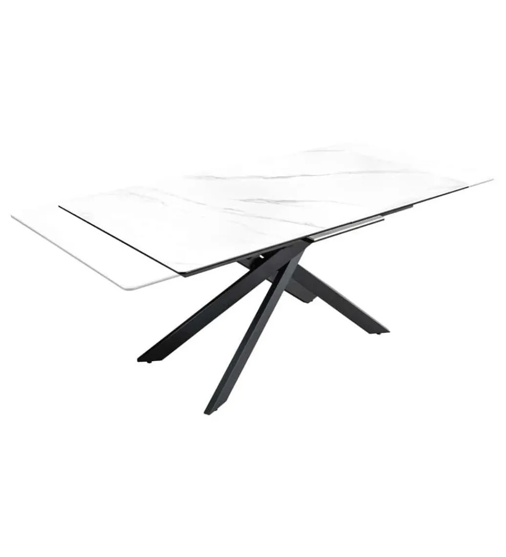 Stół rozkładany ARKANSAS 160 cm - 200 cm ceramika w optyce białego marmuru*Invicta Interior New