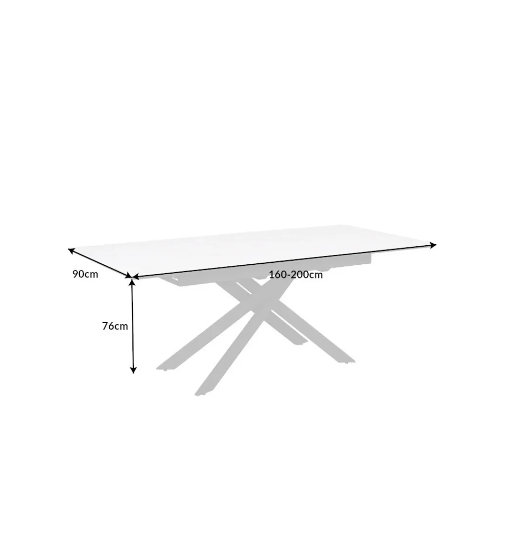 Stół rozkładany ARKANSAS 160 cm - 200 cm ceramika w optyce białego marmuru*Invicta Interior New