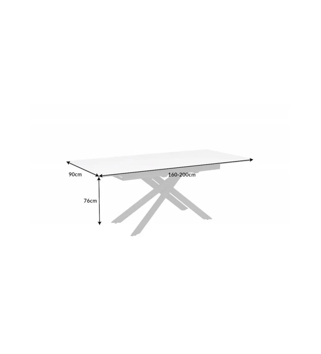 Stół rozkładany ARKANSAS 160 cm - 200 cm ceramika w optyce białego marmuru*Invicta Interior New