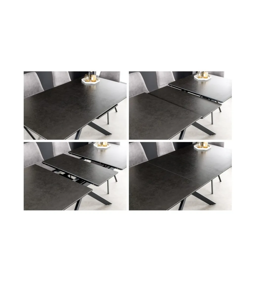 Stół Rozkładany ARKANSAS 160 Cm - 200 Cm ceramika w optyce antracytowego marmuru*Invicta Interior Discount