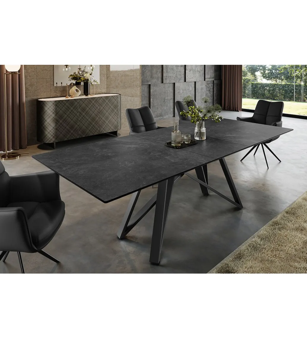 Stół rozkładany ATLAS 160 do 200 cm ceramika w optyce marmuru grafit*Invicta Interior Best