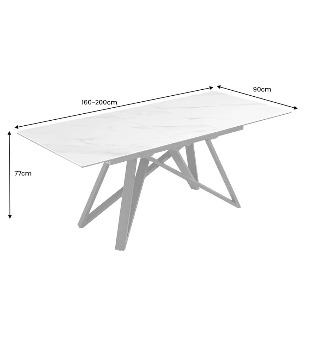 Stół rozkładany ATLAS 160 do 200 cm ceramika biała*Invicta Interior