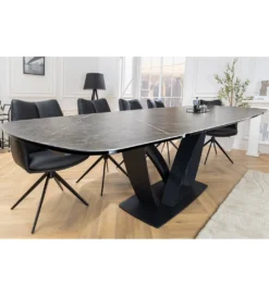 Stół rozkładany BLACKLIGHT 180 cm - 260 cm ceramika w optyce grafitowego marmuru*Invicta Interior Sale