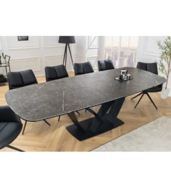 Stół rozkładany BLACKLIGHT 180 cm - 260 cm ceramika w optyce grafitowego marmuru*Invicta Interior Sale