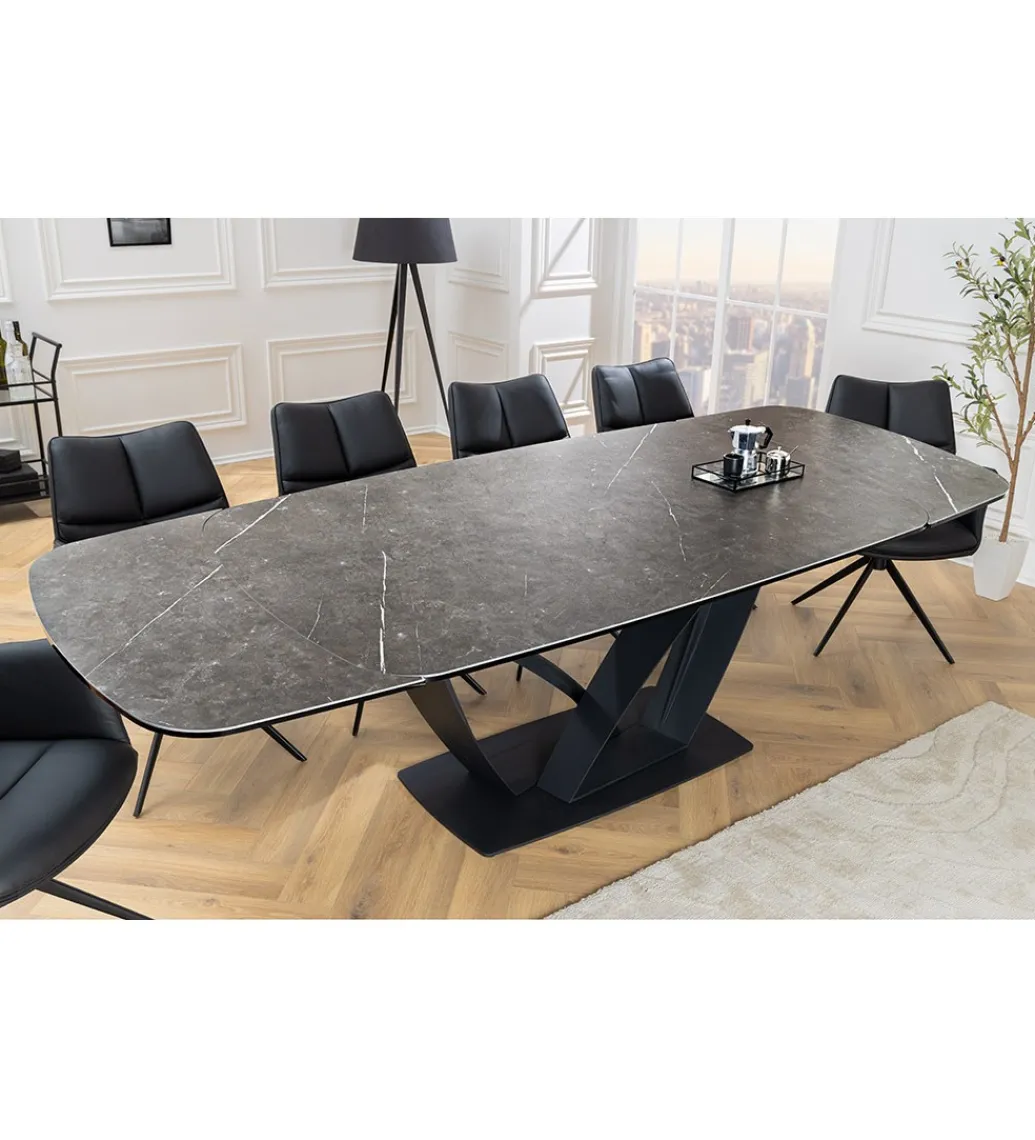 Stół rozkładany BLACKLIGHT 180 cm - 260 cm ceramika w optyce grafitowego marmuru*Invicta Interior Sale