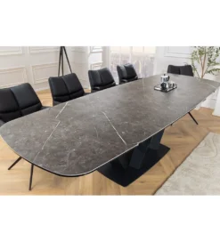Stół rozkładany BLACKLIGHT 180 cm - 260 cm ceramika w optyce grafitowego marmuru*Invicta Interior Sale