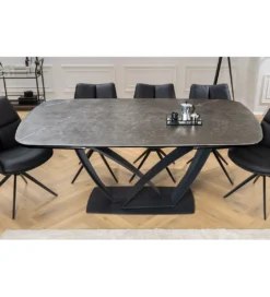Stół rozkładany BLACKLIGHT 180 cm - 260 cm ceramika w optyce grafitowego marmuru*Invicta Interior Sale
