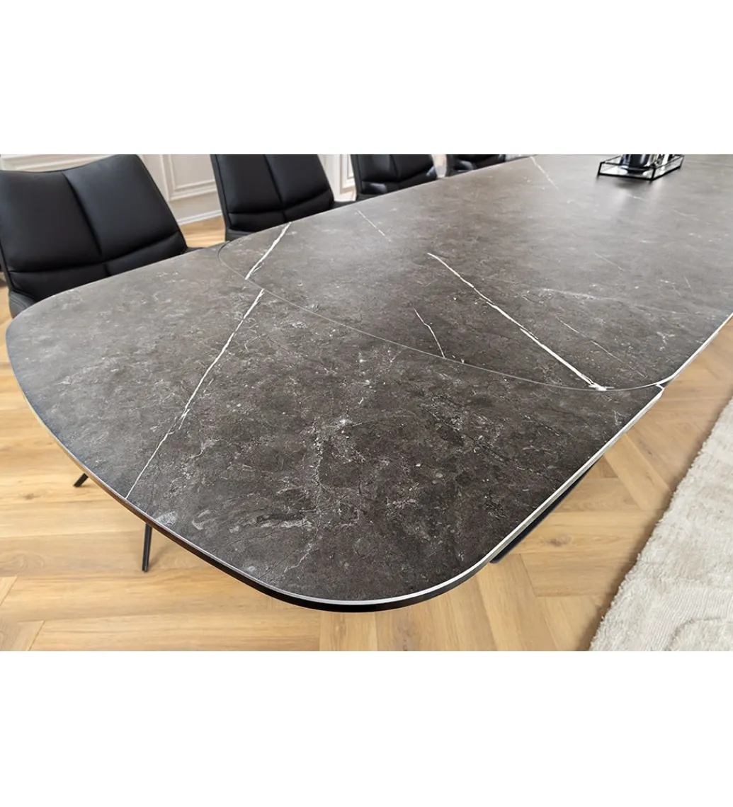 Stół rozkładany BLACKLIGHT 180 cm - 260 cm ceramika w optyce grafitowego marmuru*Invicta Interior Sale