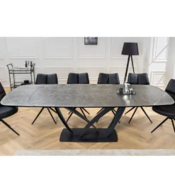 Stół rozkładany BLACKLIGHT 180 cm - 260 cm ceramika w optyce grafitowego marmuru*Invicta Interior Sale