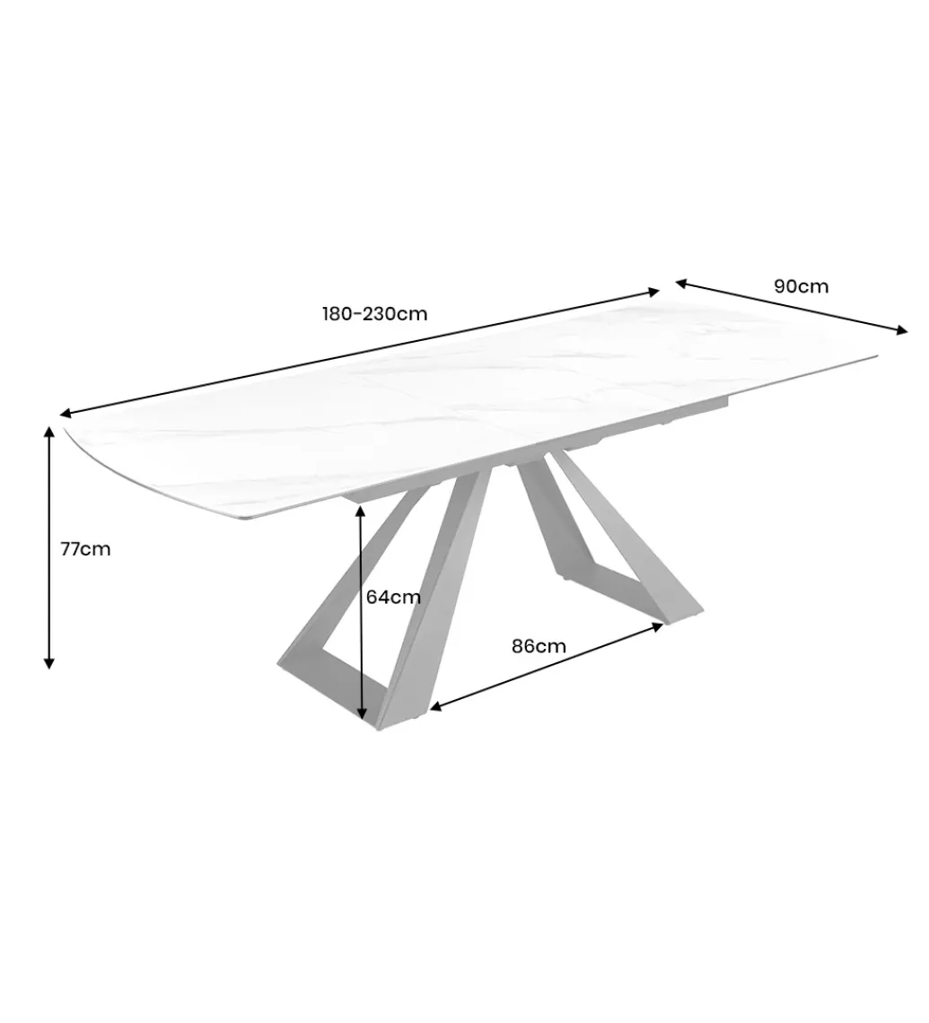 Stół rozkładany CONCORD 180 do 230 cm ceramika w optyce białego marmuru*Invicta Interior Best