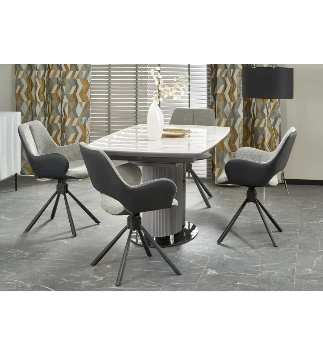 Stół rozkładany DANCAN 160 cm - 220 cm ceramika w optyce białego marmuru*Halmar Discount
