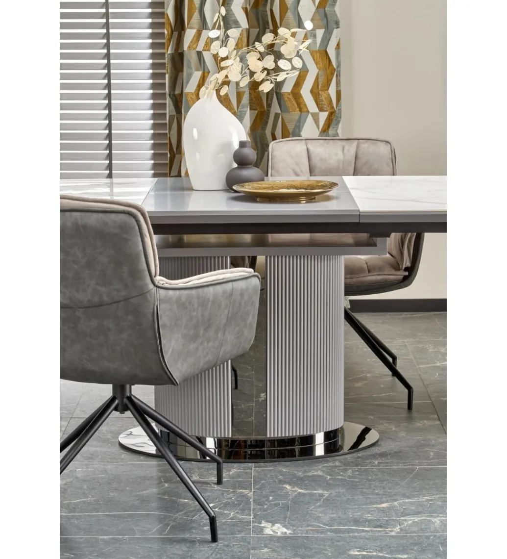 Stół rozkładany DANCAN 160 cm - 220 cm ceramika w optyce białego marmuru*Halmar Discount