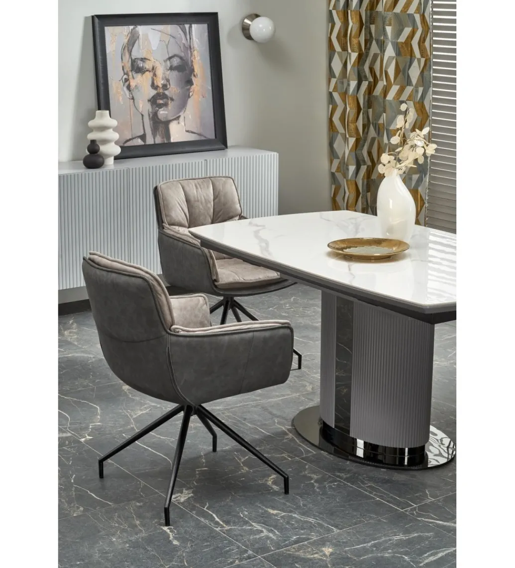 Stół rozkładany DANCAN 160 cm - 220 cm ceramika w optyce białego marmuru*Halmar Discount