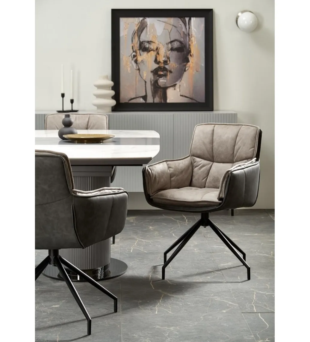 Stół rozkładany DANCAN 160 cm - 220 cm ceramika w optyce białego marmuru*Halmar Discount