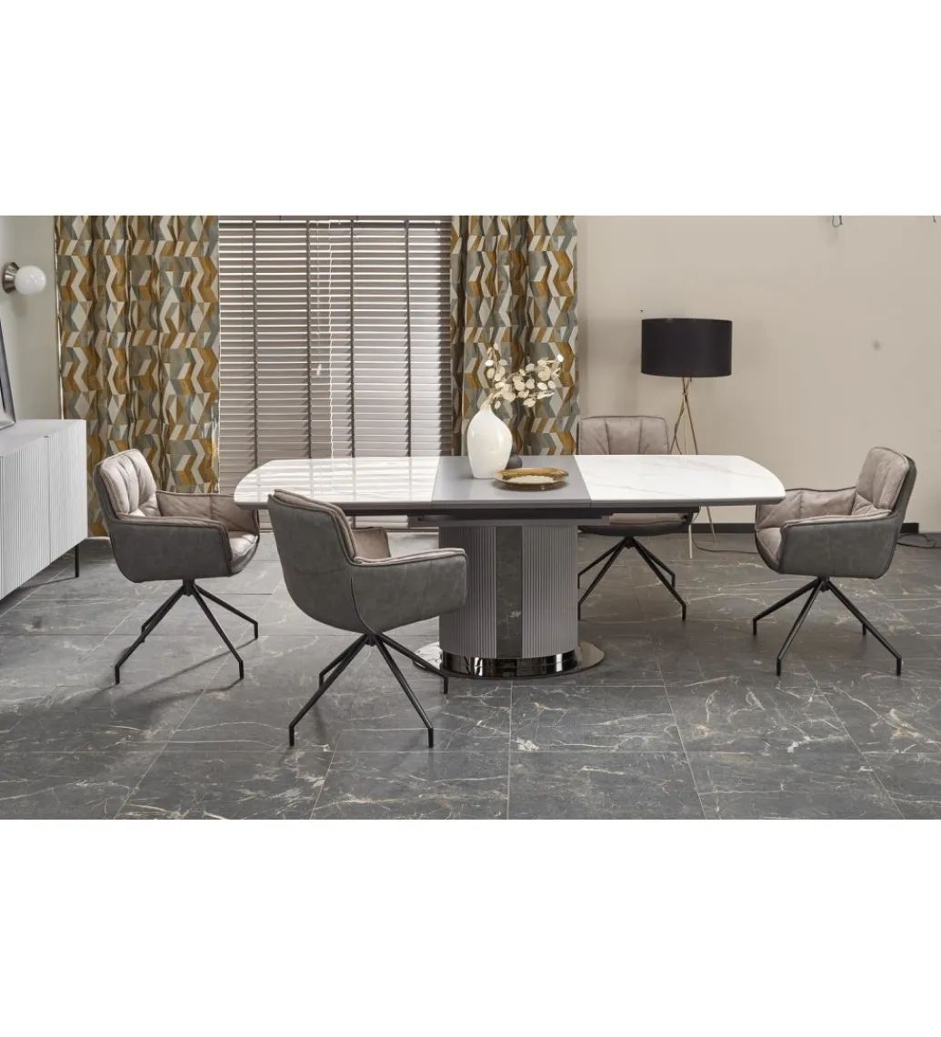Stół rozkładany DANCAN 160 cm - 220 cm ceramika w optyce białego marmuru*Halmar Discount