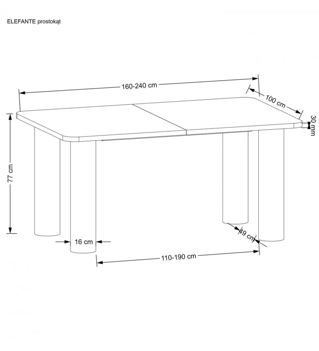 Stół rozkładany ELEFANTE 160 cm - 240 cm w kolorze dąb naturalny*Halmar Outlet