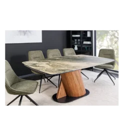 Stół rozkładany ELEMENTS od 180 do 260 cm blat ceramika w optyce marmuru*Invicta Interior Sale