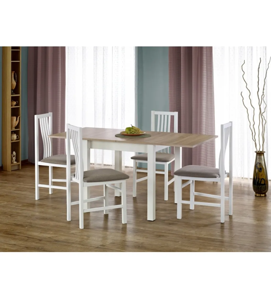 Stół rozkładany GRACJAN 80 cm - 160 cm w kolorze dąb sonoma z kolorem białym*Halmar Online