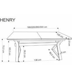 Stół rozkładany HENRY 180 - 300 cm naturalny*Halmar Best