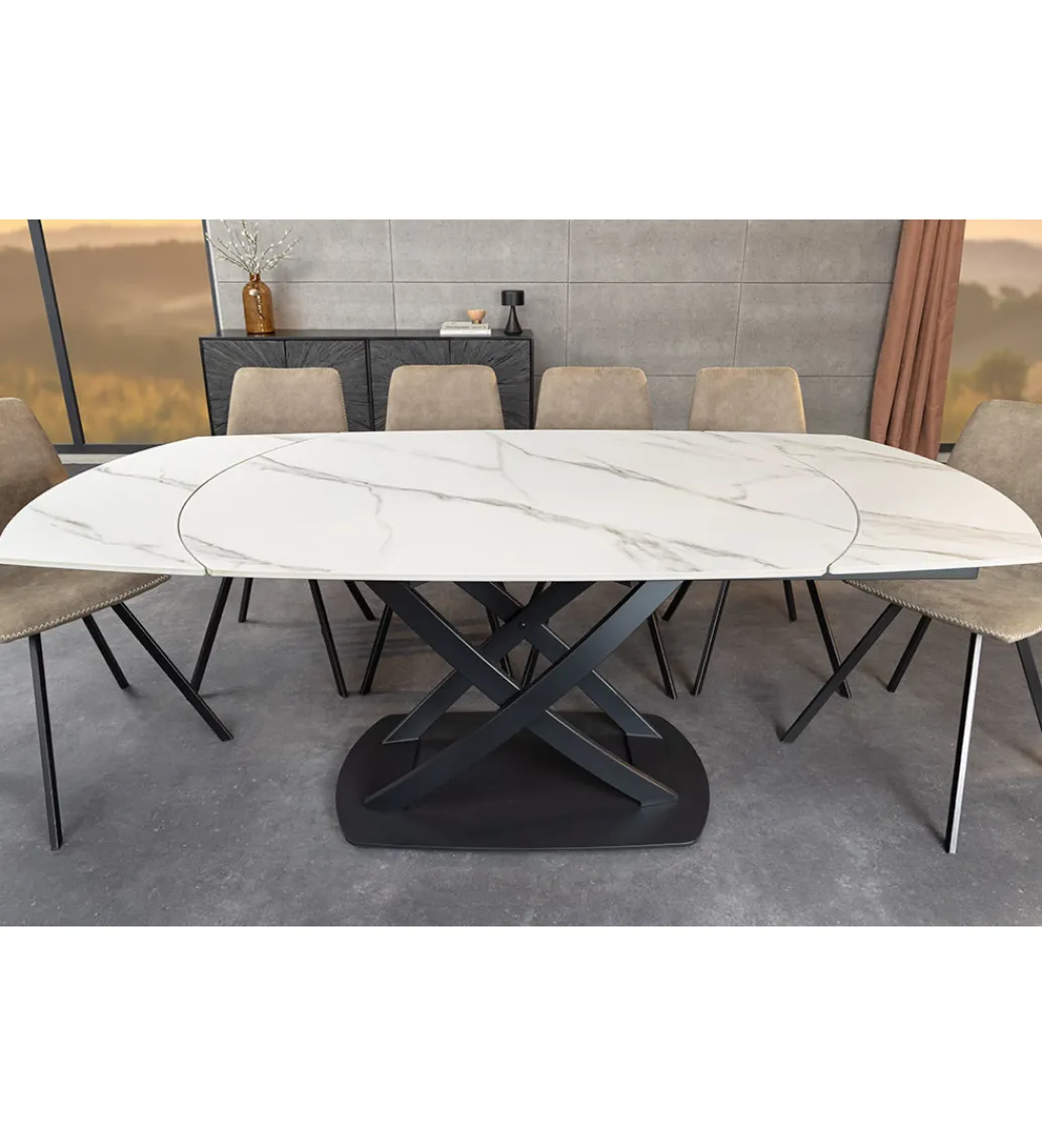 Stół rozkładany INCEPTION od 130 do 190 cm ceramiczny blat w optyce marmuru*Invicta Interior Clearance