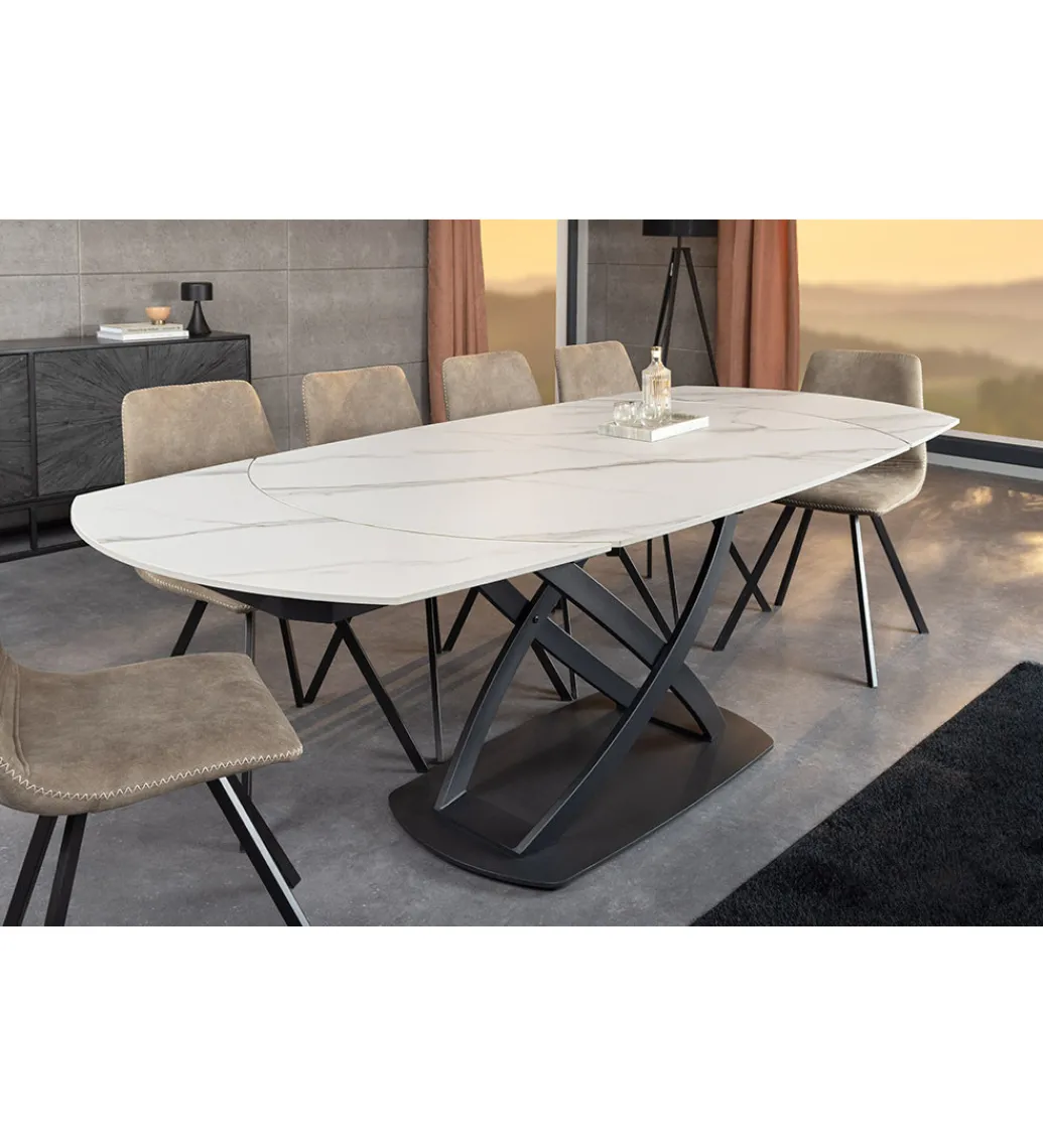 Stół rozkładany INCEPTION od 130 do 190 cm ceramiczny blat w optyce marmuru*Invicta Interior Clearance