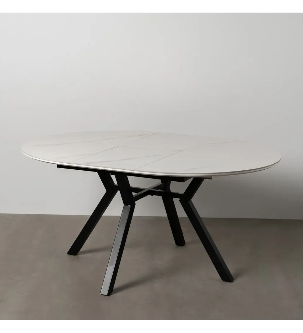 Stół rozkładany JAMEOX 120 cm czarny blat ceramika w optyce marmuru*Zona-Design Best