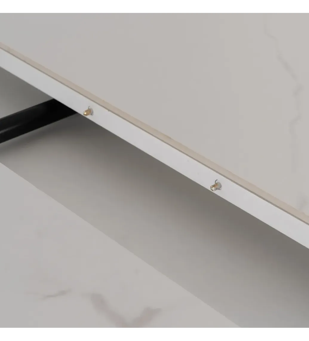 Stół rozkładany JAMEOX 120 cm czarny blat ceramika w optyce marmuru*Zona-Design Best