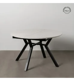 Stół rozkładany JAMEOX 120 cm czarny blat ceramika w optyce marmuru*Zona-Design Best