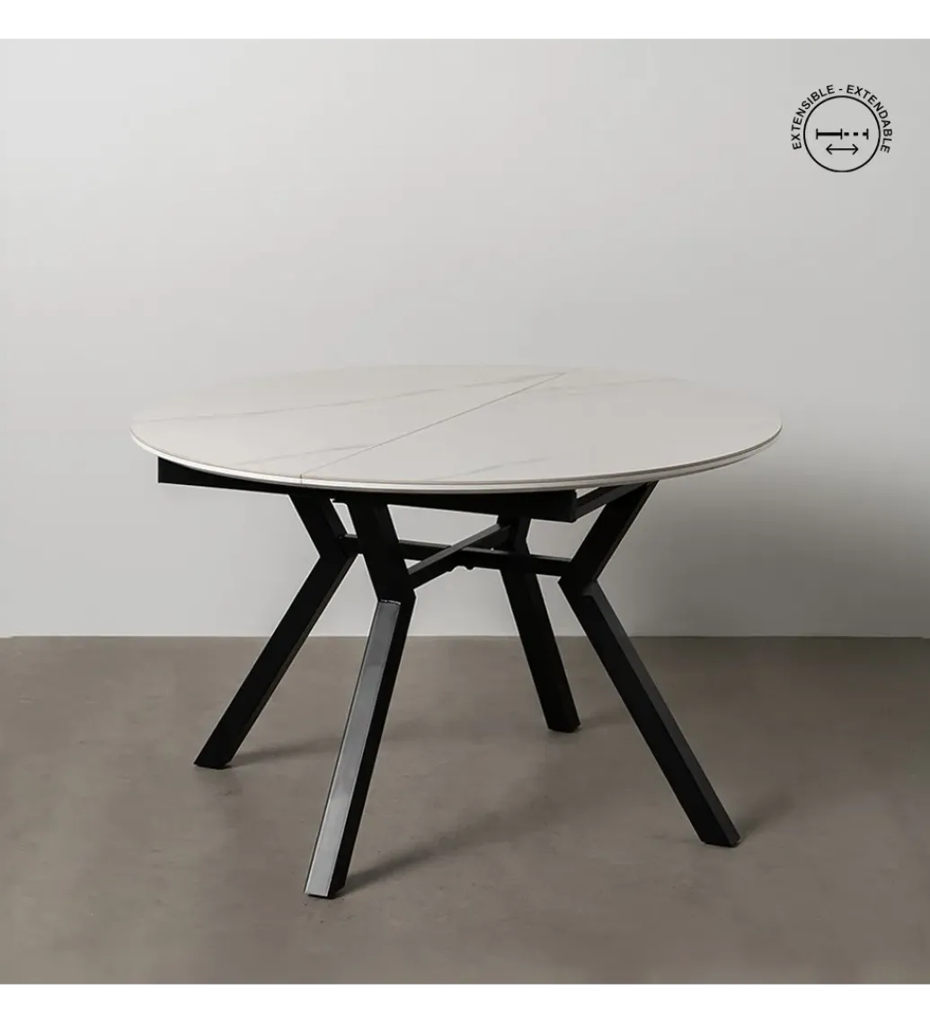 Stół rozkładany JAMEOX 120 cm czarny blat ceramika w optyce marmuru*Zona-Design Best