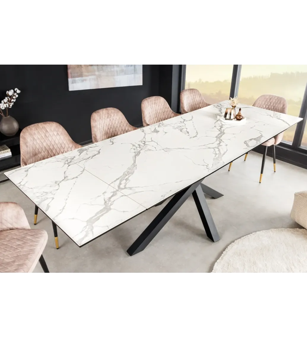 Stół rozkładany MONTREAL Marvelous 180 Cm - 220 Cm - 260 cm Ceramika W Optyce białego Marmuru*Invicta Interior Online