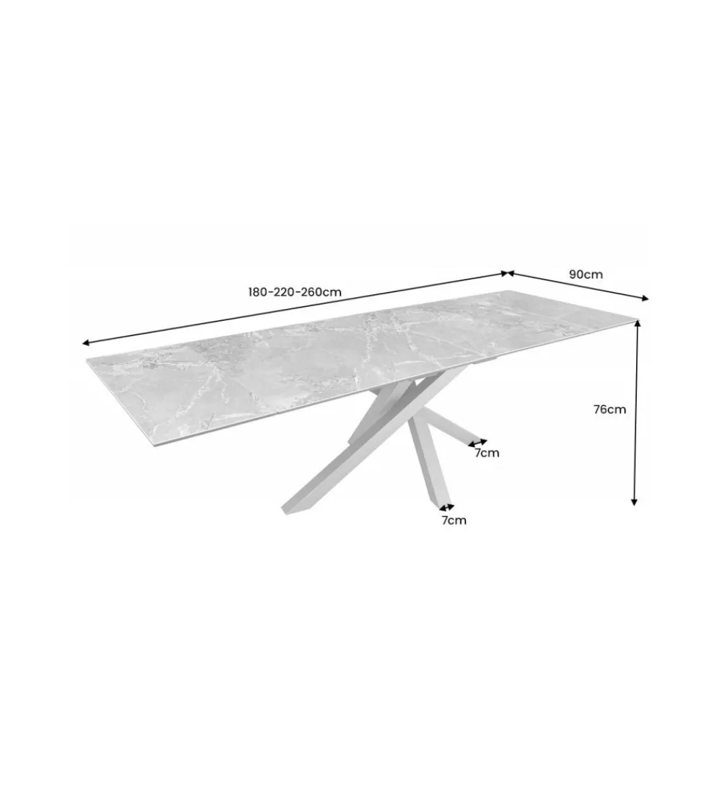 Stół Rozkładany MONTREAL Marvelous 180 Cm - 220 Cm - 260 Cm Ceramika W Optyce Marmuru*Invicta Interior Online