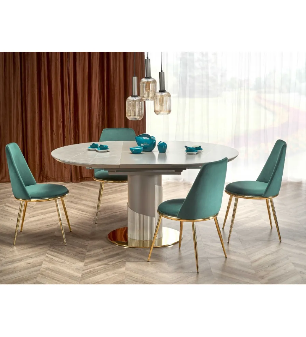 Stół rozkładany MUSCAT 120 cm - 160 cm w optyce szarego marmuru*Halmar Online