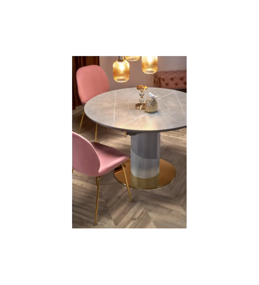 Stół rozkładany MUSCAT 120 cm - 160 cm w optyce szarego marmuru*Halmar Online