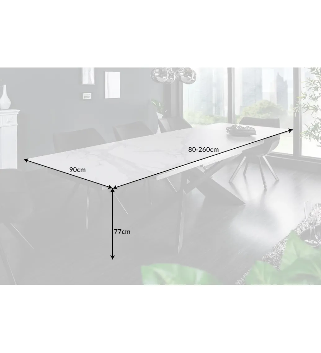 Stół rozkładany ONTARIO Euphoria 180 cm - 220 cm - 260 cm ceramika w optyce marmuru*Invicta Interior Online