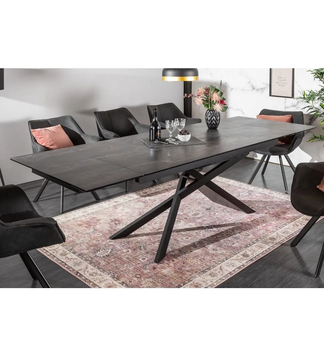 Stół Rozkładany ONTARIO Euphoria 180 Cm - 220 Cm - 260 Cm ceramika antracytowy Lava*Invicta Interior New