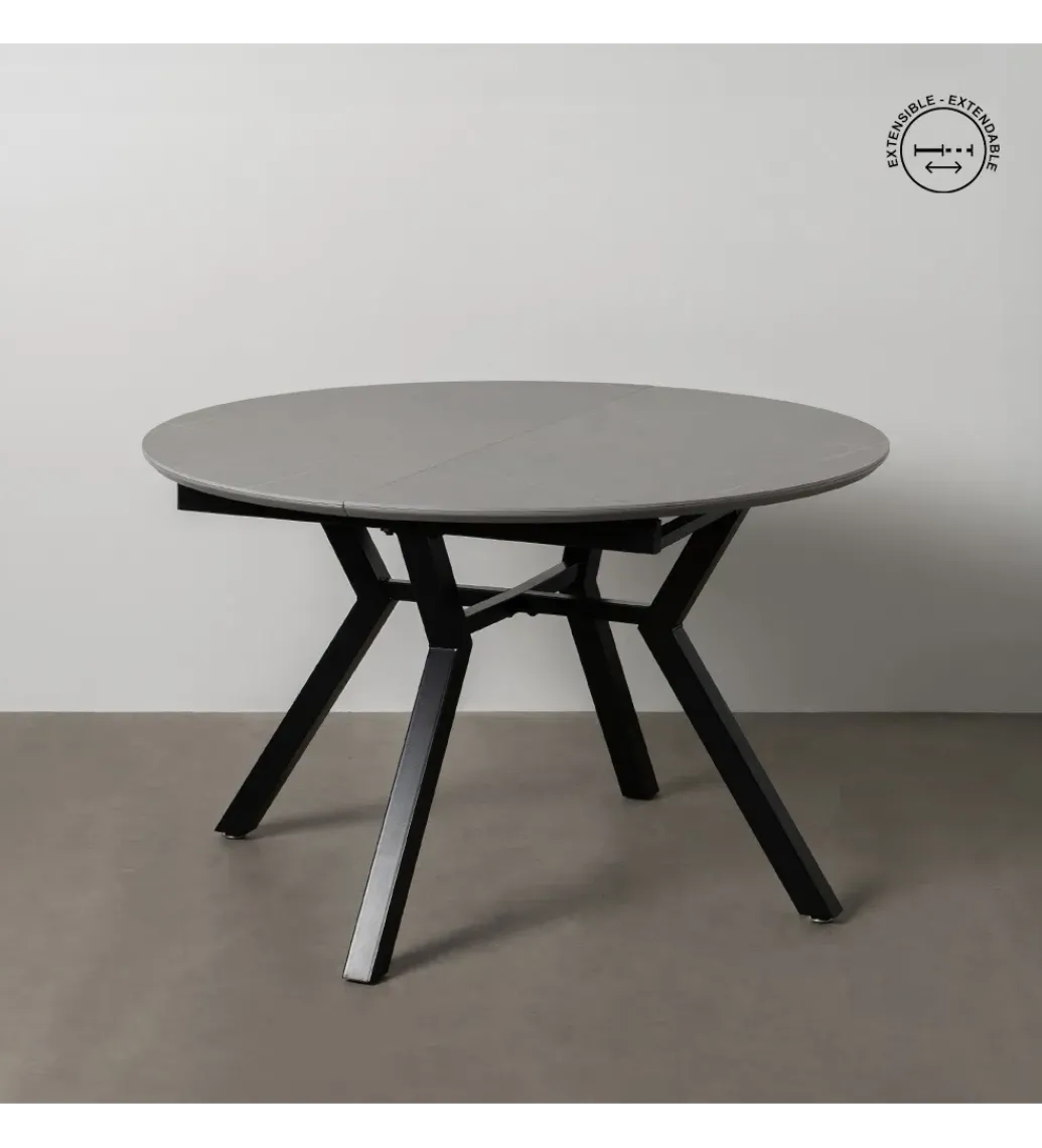 Stół rozkładany PATARASO 120 cm ceramika szara nogi czarne*Zona-Design Sale