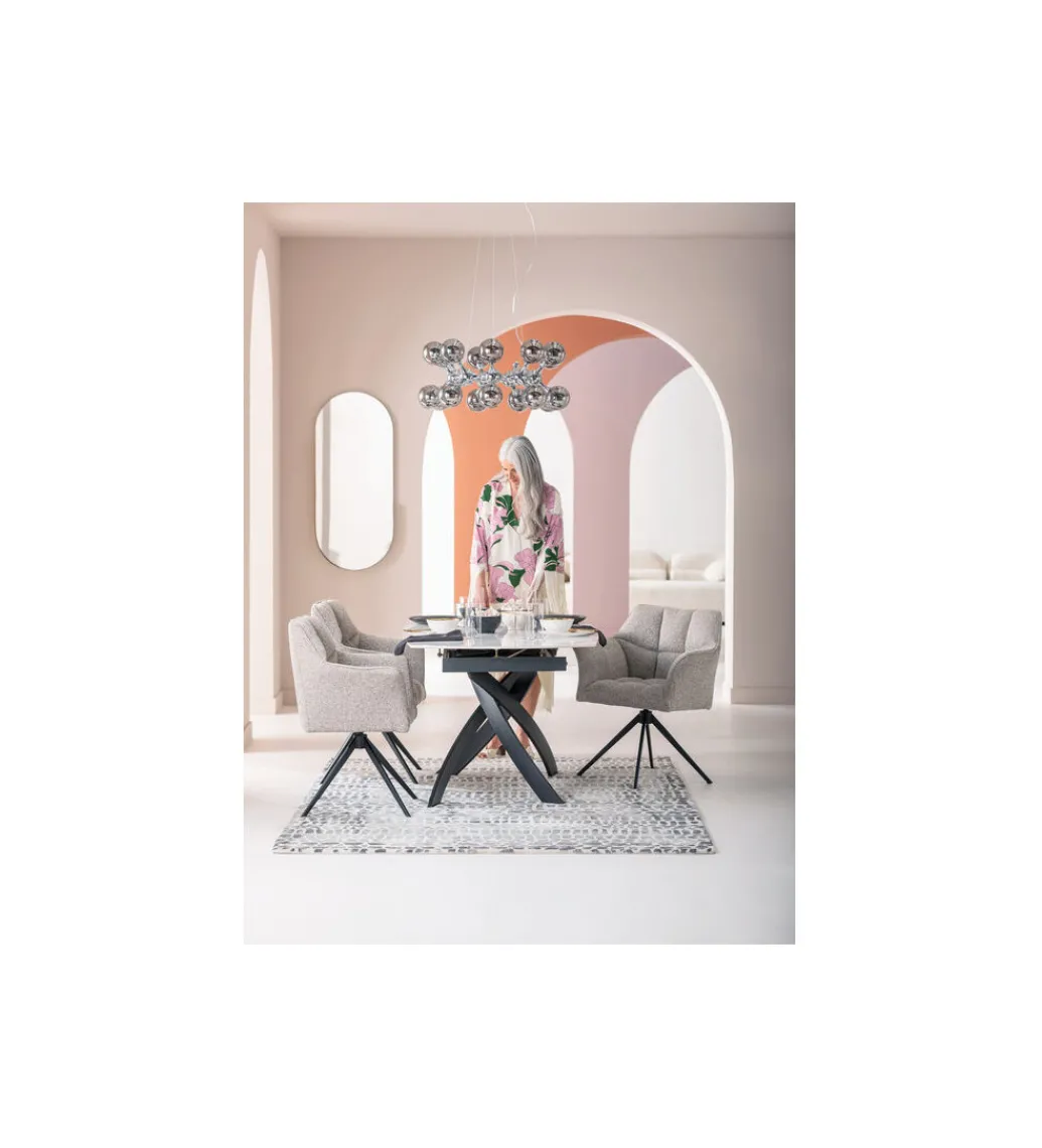 Stół rozkładany TWIST od 120 do 180 cm ceramika w optyce kamienia*KDesign Outlet