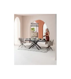 Stół rozkładany TWIST od 120 do 180 cm ceramika w optyce kamienia*KDesign Outlet