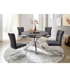 Stół rozkładany WINNIPEG 120 cm - 160 cm antracytowo srebrny*MCA Outlet