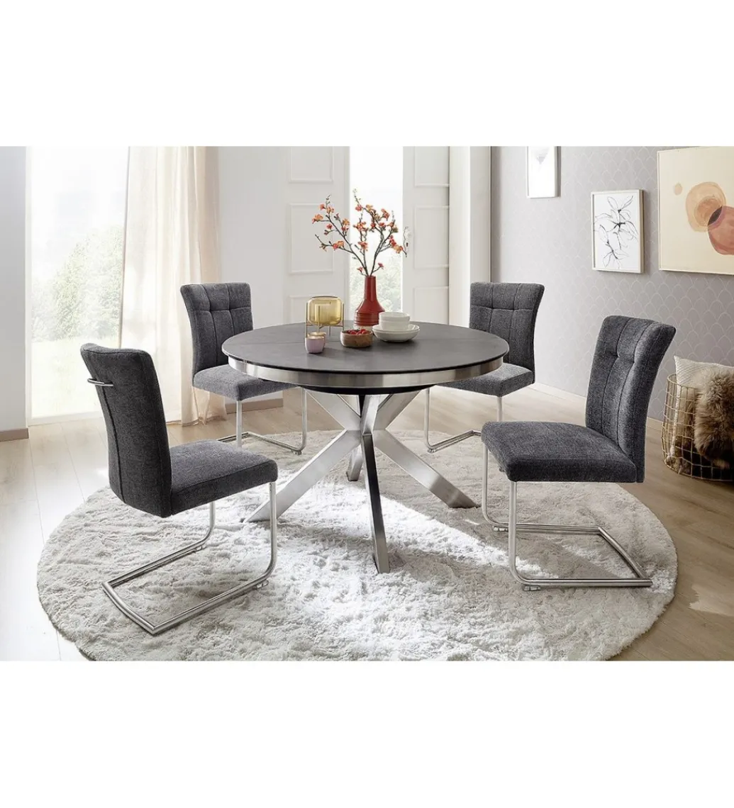 Stół rozkładany WINNIPEG 120 cm - 160 cm antracytowo srebrny*MCA Outlet