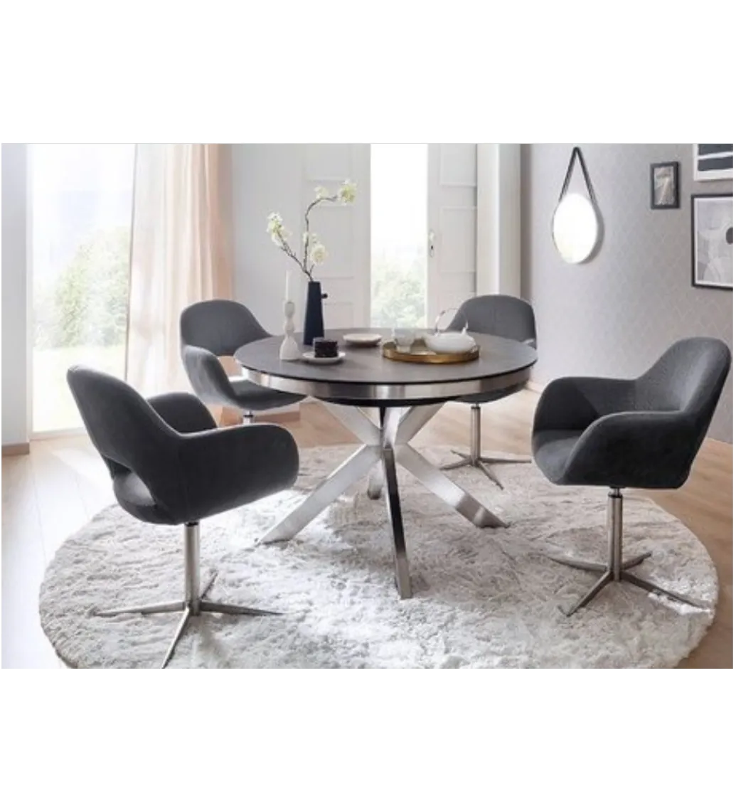 Stół rozkładany WINNIPEG 120 cm - 160 cm antracytowo srebrny*MCA Outlet