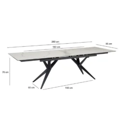 Stół rozkładany WOHNLING od 180 od 260 cm ceramika w optyce marmuru nogi Y*WOHNLING, GERMANY Sale