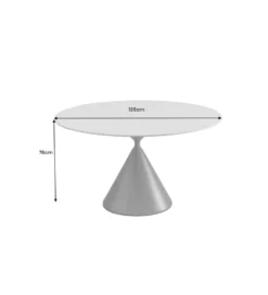 Stół SIGNATURE 135 cm okrągły blat ceramika w optyce białego marmuru*Invicta Interior Online